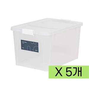 [두루네986] 심플 스텝 리빙박스 45L x 1box (5개) 화이트 반투명