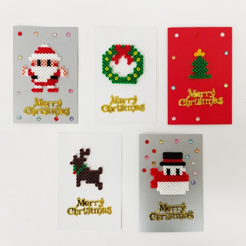 [흙놀이네6333] 크리스마스 컬러 비즈 카드 만들기 - 4인세트