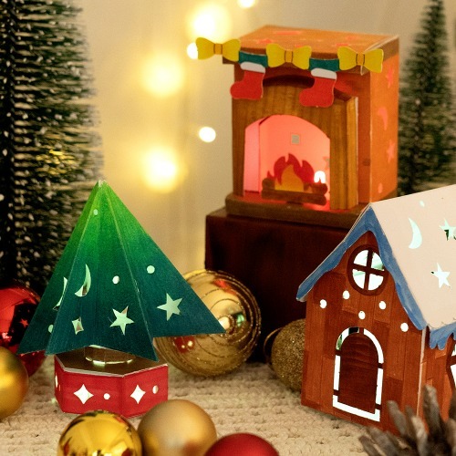 아리랑네,만들기,키트,diy,인테리어,아이방,방꾸미기,인테리어소품,크리스마스,크리스마스만들기,벽난로,크리스마스트리,선물,크리스마스선물,무드등,조명등,종이만들기,종이집,종이무드등,놀이트레이,LED