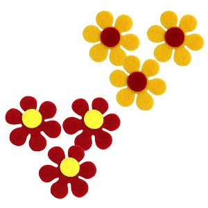 펠트 꾸미기_6잎꽃 2색 노랑/빨강