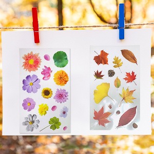 가을꽃낙엽 투명방수스티커