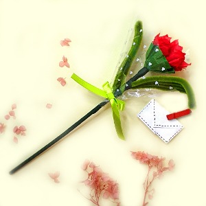 [종이가게376] 모루 한송이 카네이션 감사편지 꽃다발 종이접기 만들기세트